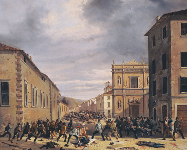 The Battle of 21st March 1849 in the Piazzetta Santa Barnaba in Brescia de Faustino Joli