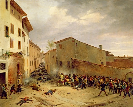 The Battle of 31st March 1849 in the Via delle Consolazioni in Brescia de Faustino Joli