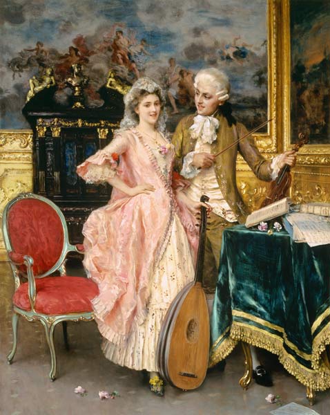 Music hour in the Rococo period. de Federigo Andreotti