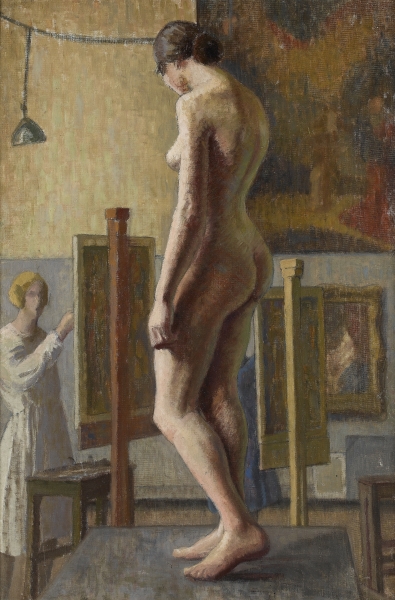 The Art Class, 1920s (oil on canvas)  de Felice Lieven Bauwens