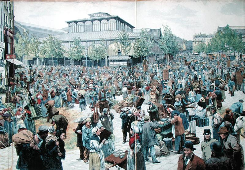 View of Les Halles, 1885 (colour litho)  de Felicien baron de Myrbach-Rheinfeld