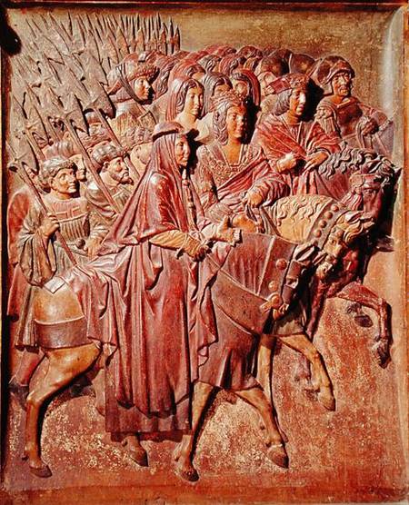 Relief depicting the entrance of King Ferdinand II (1452-1516) of Aragon and Queen Isabella I (1451- de Felipe Vigarny