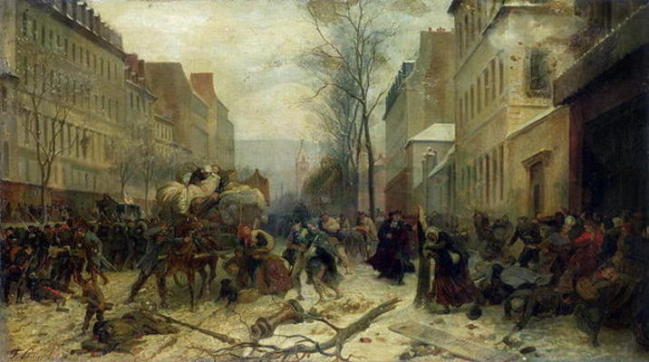 Bombardment of Paris in 1871 (oil on canvas) de Felix Philippoteaux