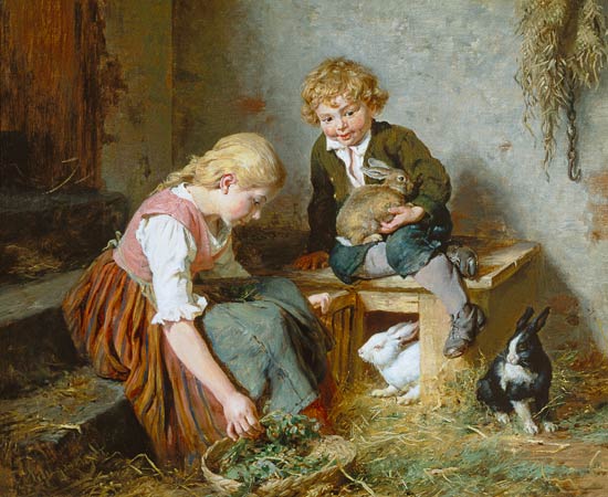 Feeding the Rabbits de Felix Schlesinger