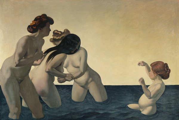 Three women and a child, playing water in which. de Felix Vallotton