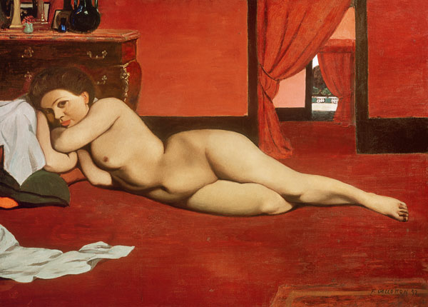 Female Nude in a Red Interior de Felix Vallotton