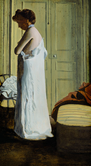 Nude in an Interior, Woman Removing her Shirt de Felix Vallotton
