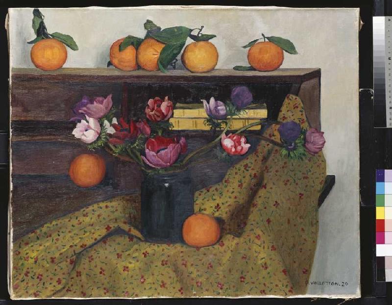 Stillleben mit Anemonen und Orangen de Felix Vallotton