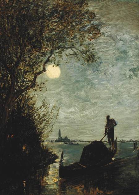 Moonlit Scene with Gondola de Felix Ziem