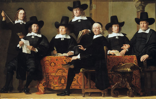 Los jefes de la corporación de comerciantes del vino en Amsterdam de Ferdinand Bol