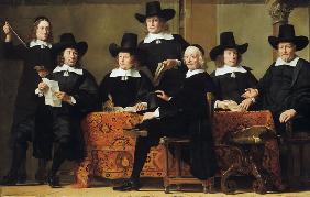 Los jefes de la corporación de comerciantes del vino en Amsterdam