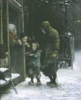 Old Woman and Young Boy Begging