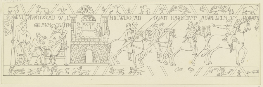 Zeichnung nach dem Bildteppich von Bayeux de Ferdinand Fellner