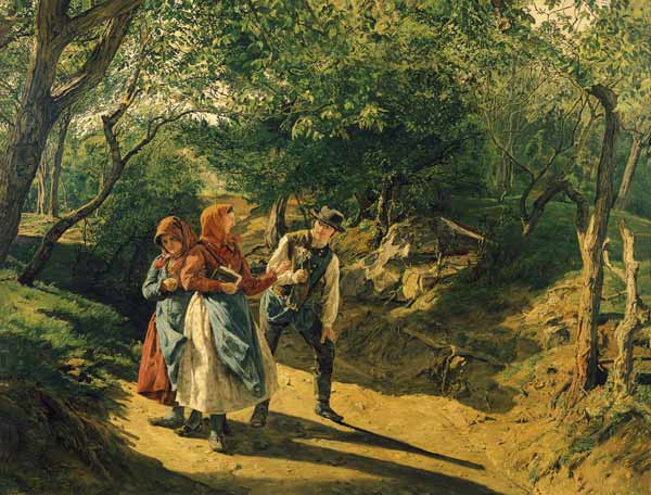Meeting in the woods de Ferdinand Georg Waldmüller