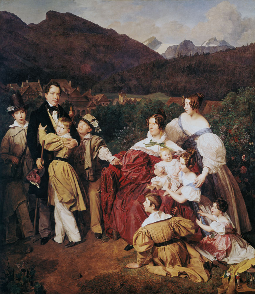 DrJosef Eltz and his family in bath Ischl. de Ferdinand Georg Waldmüller