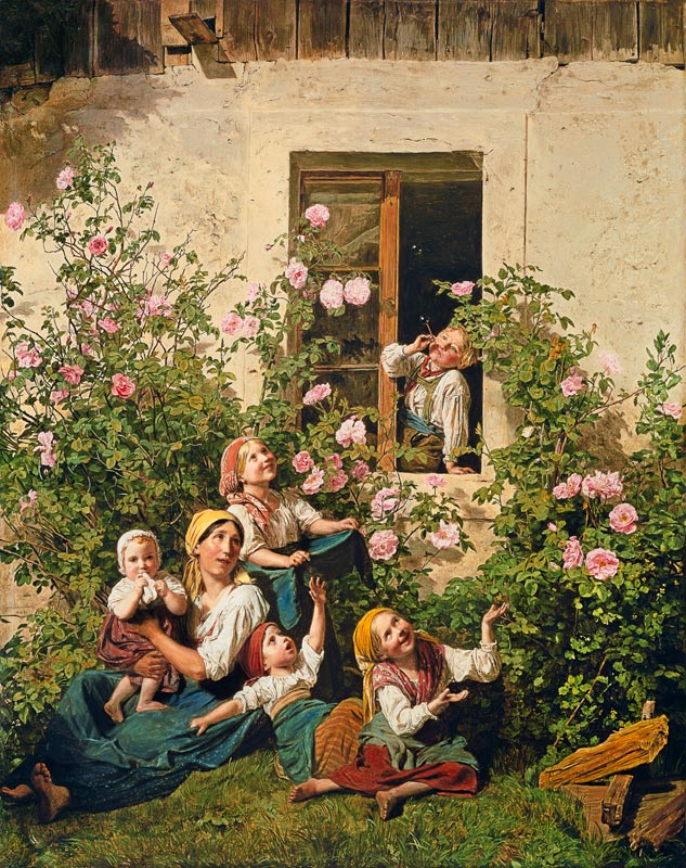 Niños soplando jabón de Ferdinand Georg Waldmüller