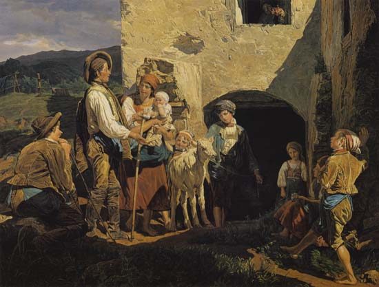 The forced sale (the last calf) de Ferdinand Georg Waldmüller