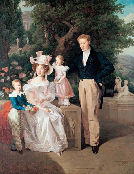 Die Familie Neuhaus. Legationsrat Ritter von Neuhaus (um1770-1855) mit Frau u.K de Ferdinand Georg Waldmüller