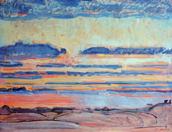 Puesta de sol en el lago Lemán de Ferdinand Hodler