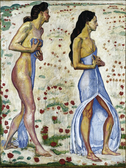 Two Women in Flowers (Emotion 1a) de Ferdinand Hodler
