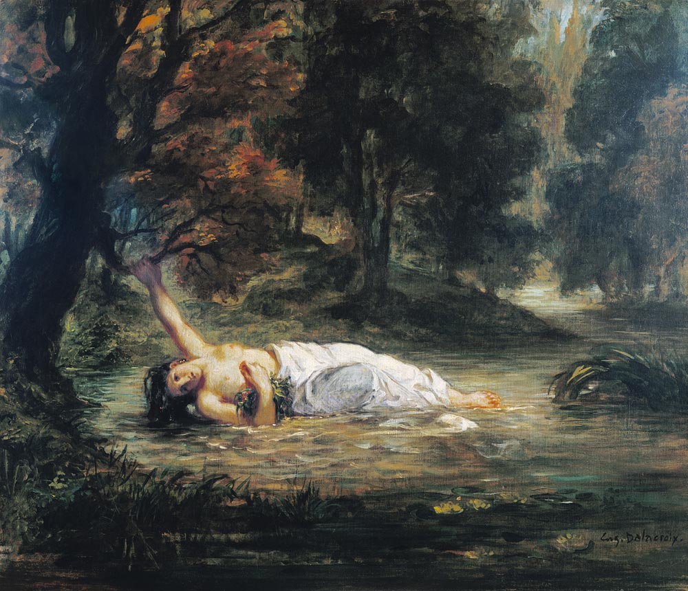 The death of the Ophelia de Ferdinand Victor Eugène Delacroix
