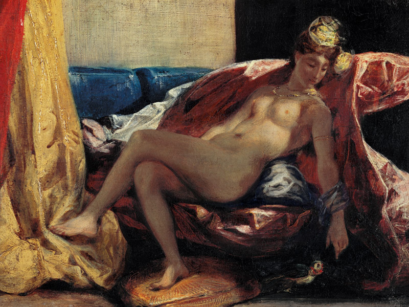 E.Delacroix, Frau mit Papgei de Ferdinand Victor Eugène Delacroix