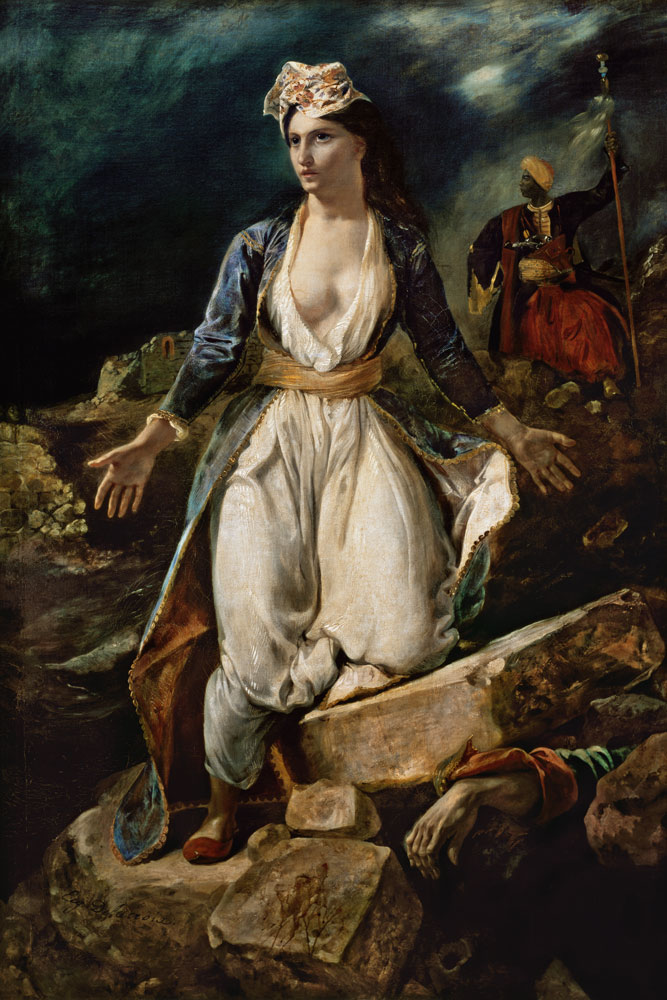 On the ruins of Missolonghi dying for Greece de Ferdinand Victor Eugène Delacroix