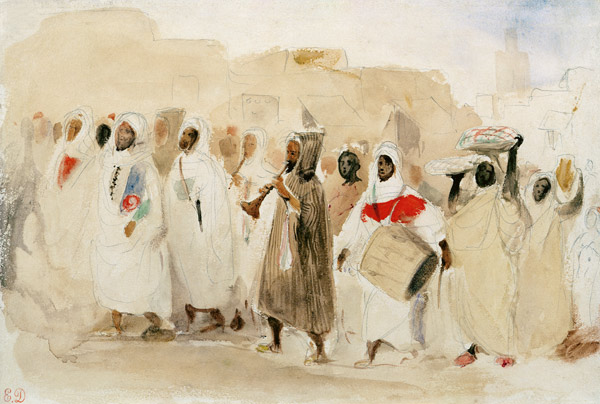 Procesión de músicos en Tánger  de Ferdinand Victor Eugène Delacroix