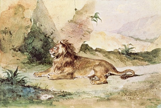 A Lion in the Desert de Ferdinand Victor Eugène Delacroix