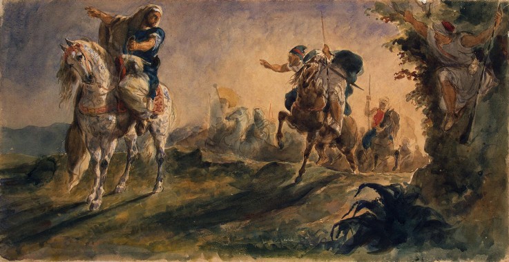 Arab Riders on Scouting Mission de Ferdinand Victor Eugène Delacroix