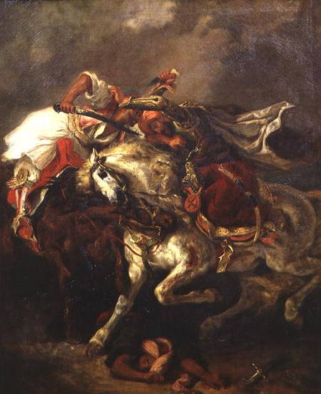 The Battle of Giaour and Hassan, after Byron's poem, 'Le Giaour' de Ferdinand Victor Eugène Delacroix