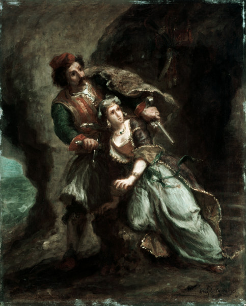 Byron / Bride of Abydos / Delacroix 1849 de Ferdinand Victor Eugène Delacroix