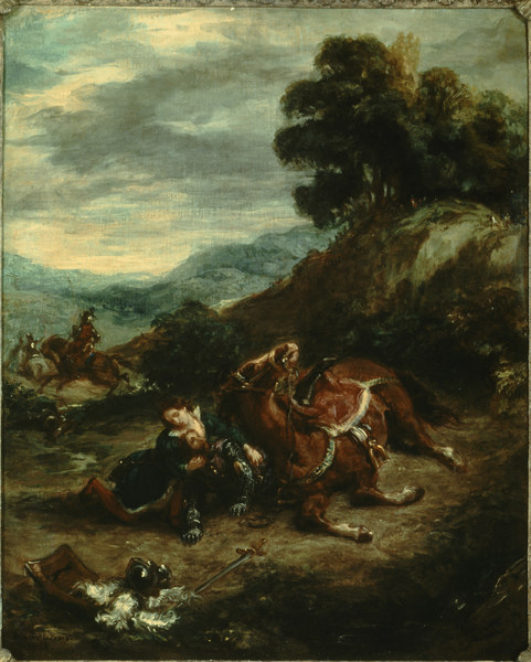 Byron, Tod des Lara / Gem.v.Delacroix de Ferdinand Victor Eugène Delacroix