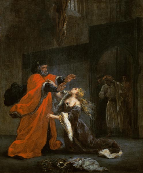 Desdémona throws himself to Füssen of her father. de Ferdinand Victor Eugène Delacroix