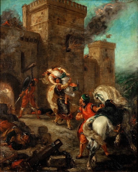Rebecca Raped by a Knight Templar During the Sack of the Castle Frondeboeuf de Ferdinand Victor Eugène Delacroix