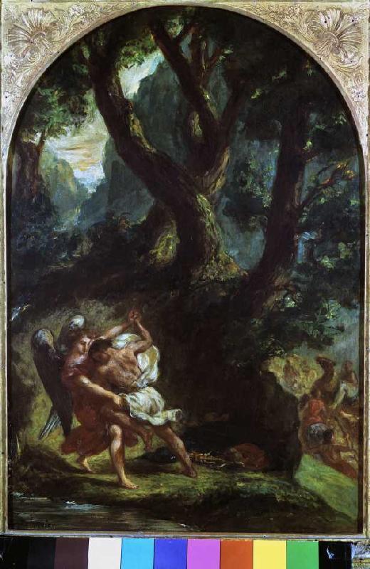 Jakob struggles with the angel de Ferdinand Victor Eugène Delacroix