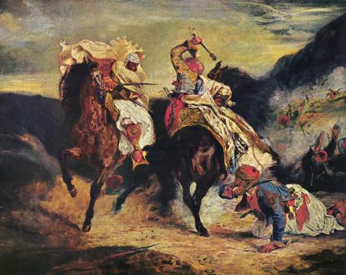 Fight of the Giaur with the pasha de Ferdinand Victor Eugène Delacroix