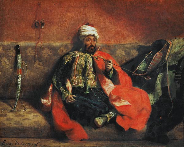 Smoking Turk on a Divan de Ferdinand Victor Eugène Delacroix