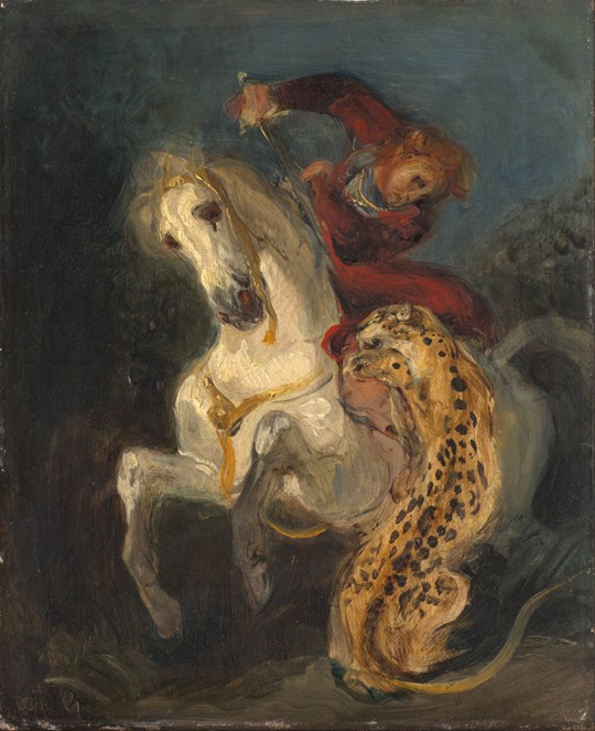 Rider Attacked by a Jaguar de Ferdinand Victor Eugène Delacroix
