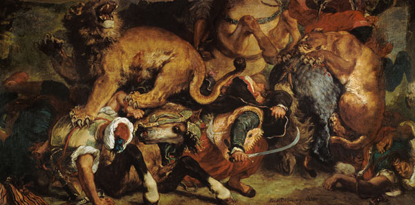 The Lion Hunt de Ferdinand Victor Eugène Delacroix