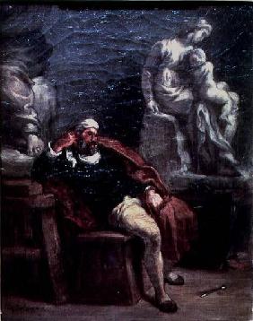 Michelangelo (1475-1564) in his Studio