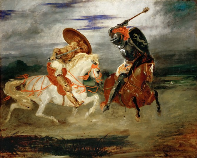 Knights Fighting in the Countryside de Ferdinand Victor Eugène Delacroix