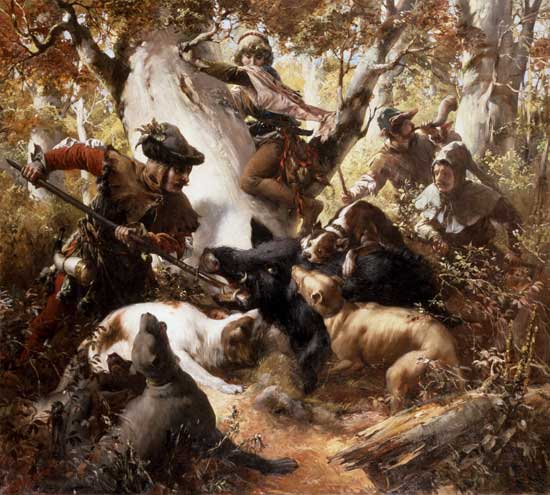 Wild boar hunting in the old days de Ferdinand Wagner