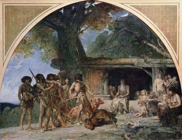 The Stone Age, returning from a bear hunting de Fernand Cormon