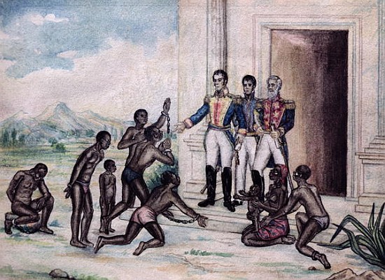 Liberation of Slaves Simon Bolivar (1783-1830) de Fernandez Luis Cancino