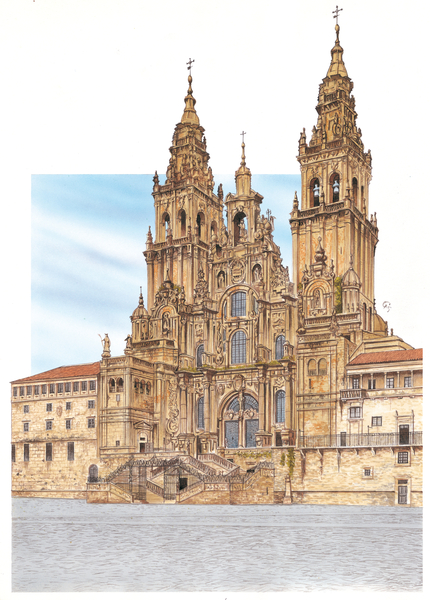 Santiago de Compostela. Western facade. Spain de Fernando Aznar Cenamor