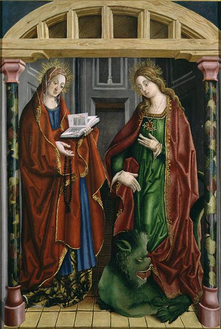 Two female saints, possibly St. Mary Magdalene and St. Martha de Fernando Gallegos