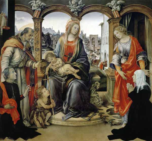 Nerli Altarpiece: Madonna and Child with the young St. John the Baptist, St. Martin, St. Catherine a de Filippino Lippi