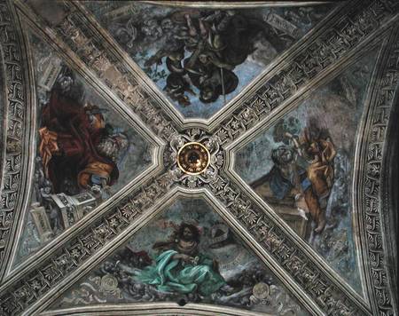 Ceiling in Strozzi Chapel depicting prophets Abraham, Noah de Filippino Lippi