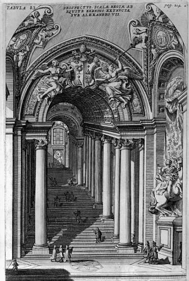 View of the staircase in the Scala Regia, Vatican, Rome de Filippo Bonanni